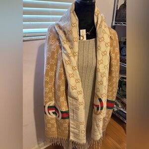 Tan and Cream Logo Scarf